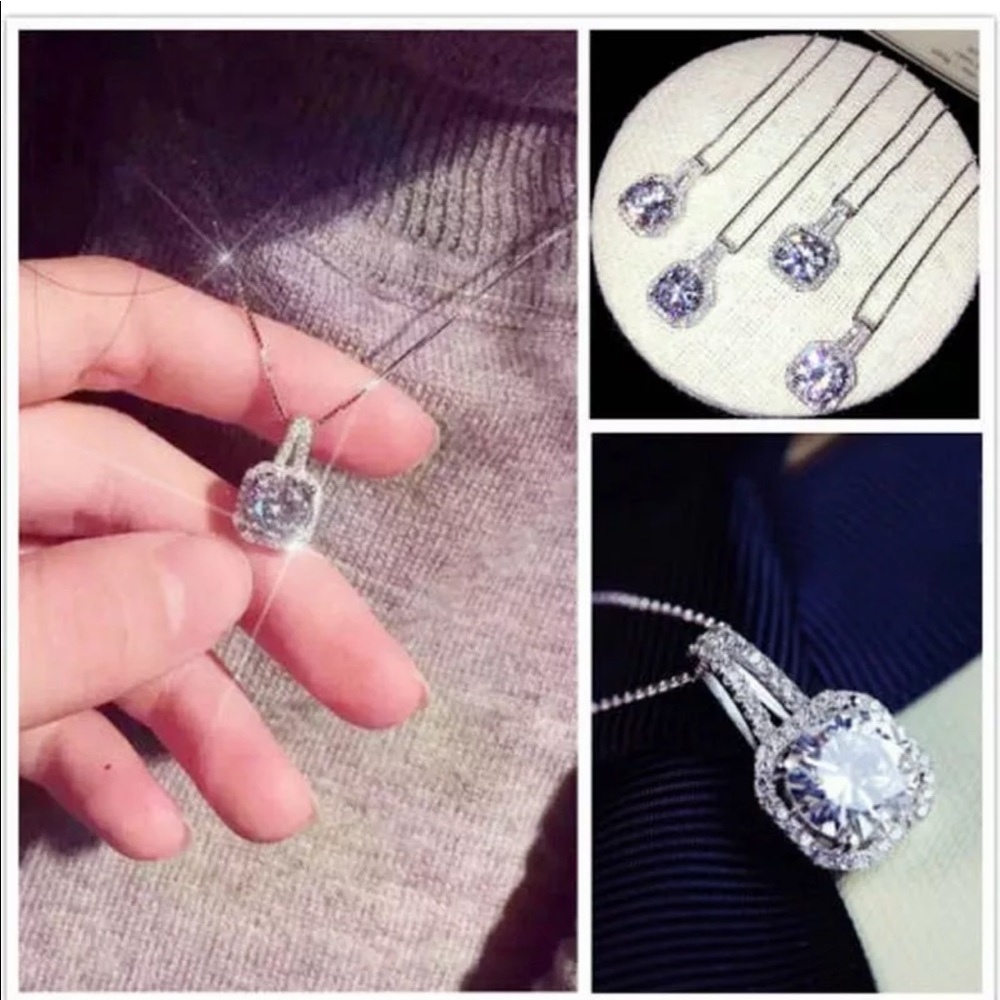 Pendant Chain Statement Choker diamond necklace - Picture 4 of 10